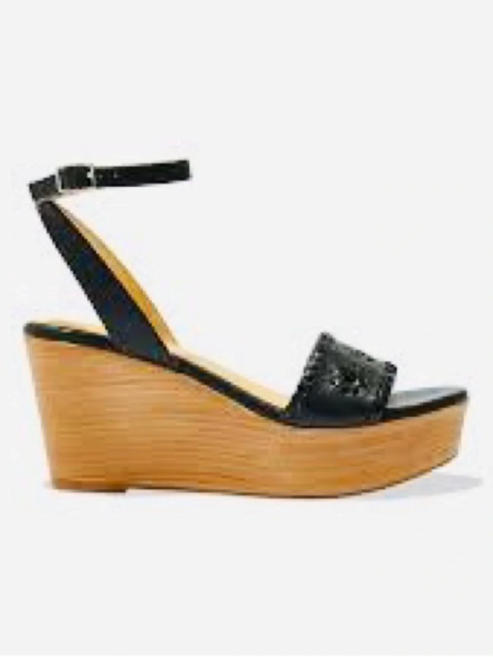 Jack Rogers Ferry Stacked Platform Wedge Sandal Black size 7 Brand New